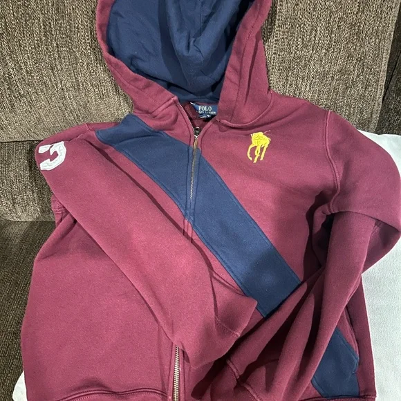 Polo by Ralph Lauren boys size XL Burgundy and Navy Hoodie - Picture 3 of 3